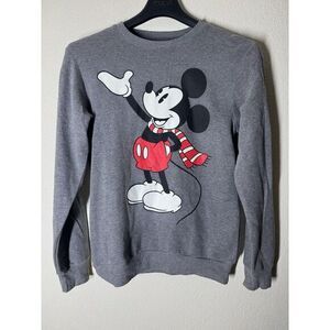 Disney Mickey Mouse Crewneck‎ Sweater Gray Pullover Sz S